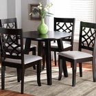 Baxton Studio Mya Modern and Contemporary Grey Fabric Upholstered and Dark Brown Finished Wood 5-Piece Dining Set