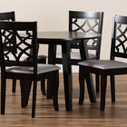 Baxton Studio Mya Modern and Contemporary Grey Fabric Upholstered and Dark Brown Finished Wood 5-Piece Dining Set
