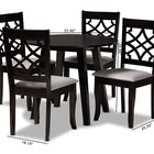 Baxton Studio Mya Modern and Contemporary Grey Fabric Upholstered and Dark Brown Finished Wood 5-Piece Dining Set
