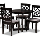 Baxton Studio Tricia Modern and Contemporary Grey Fabric Upholstered and Dark Brown Finished Wood 5-Piece Dining Set