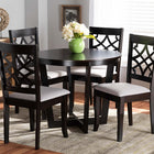 Baxton Studio Tricia Modern and Contemporary Grey Fabric Upholstered and Dark Brown Finished Wood 5-Piece Dining Set
