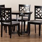 Baxton Studio Tricia Modern and Contemporary Grey Fabric Upholstered and Dark Brown Finished Wood 5-Piece Dining Set