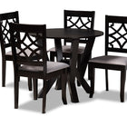 Baxton Studio Alisa Modern and Contemporary Grey Fabric Upholstered and Dark Brown Finished Wood 5-Piece Dining Set