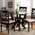 Baxton Studio Alisa Modern and Contemporary Grey Fabric Upholstered and Dark Brown Finished Wood 5-Piece Dining Set