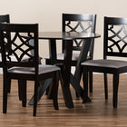 Baxton Studio Alisa Modern and Contemporary Grey Fabric Upholstered and Dark Brown Finished Wood 5-Piece Dining Set