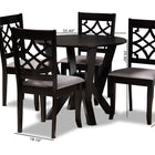 Baxton Studio Alisa Modern and Contemporary Grey Fabric Upholstered and Dark Brown Finished Wood 5-Piece Dining Set