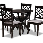 Baxton Studio Sandra Modern and Contemporary Grey Fabric Upholstered and Dark Brown Finished Wood 5-Piece Dining Set