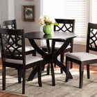 Baxton Studio Sandra Modern and Contemporary Grey Fabric Upholstered and Dark Brown Finished Wood 5-Piece Dining Set