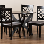 Baxton Studio Sandra Modern and Contemporary Grey Fabric Upholstered and Dark Brown Finished Wood 5-Piece Dining Set