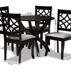 Baxton Studio Sandra Modern and Contemporary Grey Fabric Upholstered and Dark Brown Finished Wood 5-Piece Dining Set