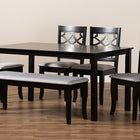 Baxton Studio Dori Modern and Contemporary Grey Fabric Upholstered and Dark Brown Finished Wood 6-Piece Dining Set