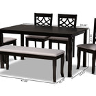 Baxton Studio Dori Modern and Contemporary Grey Fabric Upholstered and Dark Brown Finished Wood 6-Piece Dining Set
