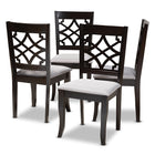 Baxton Studio Mael Modern and Contemporary Grey Fabric Upholstered Espresso Brown Finished Wood Dining Chair Set of 4