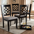 Baxton Studio Mael Modern and Contemporary Grey Fabric Upholstered Espresso Brown Finished Wood Dining Chair Set of 4