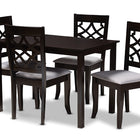 Baxton Studio Mael Modern and Contemporary Grey Fabric Upholstered Espresso Brown Finished 5-Piece Wood Dining Set