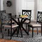 Baxton Studio Sadie Modern Beige Fabric and Espresso Brown Finished Wood 5-Piece Dining Set
