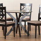 Baxton Studio Sadie Modern Beige Fabric and Espresso Brown Finished Wood 5-Piece Dining Set