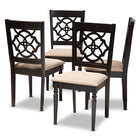 Baxton Studio Renaud Modern and Contemporary Sand Fabric Upholstered Espresso Brown Finished Wood Dining Chair Set of 4