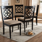 Baxton Studio Renaud Modern and Contemporary Sand Fabric Upholstered Espresso Brown Finished Wood Dining Chair Set of 4