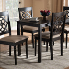 Baxton Studio Renaud Modern and Contemporary Sand Fabric Upholstered Espresso Brown Finished 5-Piece Wood Dining Set
