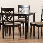Baxton Studio Renaud Modern and Contemporary Sand Fabric Upholstered Espresso Brown Finished 5-Piece Wood Dining Set