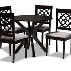 Baxton Studio Sadie Modern and Contemporary Grey Fabric Upholstered and Dark Brown Finished Wood 5-Piece Dining Set