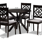 Baxton Studio Sadie Modern and Contemporary Grey Fabric Upholstered and Dark Brown Finished Wood 5-Piece Dining Set