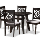 Baxton Studio Eliza Modern and Contemporary Grey Fabric Upholstered and Walnut Brown Finished Wood 5-Piece Dining Set
