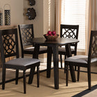 Baxton Studio Eliza Modern and Contemporary Grey Fabric Upholstered and Walnut Brown Finished Wood 5-Piece Dining Set