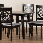Baxton Studio Eliza Modern and Contemporary Grey Fabric Upholstered and Walnut Brown Finished Wood 5-Piece Dining Set