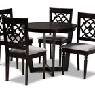 Baxton Studio Valerie Modern and Contemporary Grey Fabric Upholstered and Dark Brown Finished Wood 5-Piece Dining Set