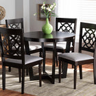 Baxton Studio Valerie Modern and Contemporary Grey Fabric Upholstered and Dark Brown Finished Wood 5-Piece Dining Set