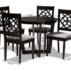 Baxton Studio Valerie Modern and Contemporary Grey Fabric Upholstered and Dark Brown Finished Wood 5-Piece Dining Set