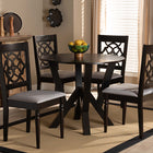 Baxton Studio Alma Modern and Contemporary Grey Fabric Upholstered and Dark Brown Finished Wood 5-Piece Dining Set