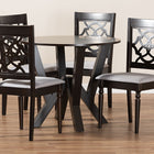 Baxton Studio Alma Modern and Contemporary Grey Fabric Upholstered and Dark Brown Finished Wood 5-Piece Dining Set