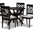 Baxton Studio Tonia Modern and Contemporary Grey Fabric Upholstered and Dark Brown Finished Wood 5-Piece Dining Set