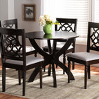 Baxton Studio Tonia Modern and Contemporary Grey Fabric Upholstered and Dark Brown Finished Wood 5-Piece Dining Set