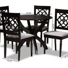 Baxton Studio Tonia Modern and Contemporary Grey Fabric Upholstered and Dark Brown Finished Wood 5-Piece Dining Set