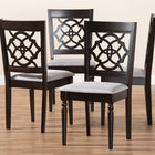 Baxton Studio Renaud Modern and Contemporary Grey Fabric Upholstered Espresso Brown Finished Wood Dining Chair Set of 4