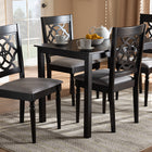 Baxton Studio Renaud Modern and Contemporary Grey Fabric Upholstered Espresso Brown Finished 5-Piece Wood Dining Set