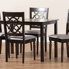 Baxton Studio Renaud Modern and Contemporary Grey Fabric Upholstered Espresso Brown Finished 5-Piece Wood Dining Set