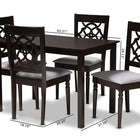Baxton Studio Renaud Modern and Contemporary Grey Fabric Upholstered Espresso Brown Finished 5-Piece Wood Dining Set