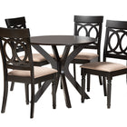 Baxton Studio Jessie Modern Sand Fabric and Dark Brown Finished Wood 5-Piece Dining Set