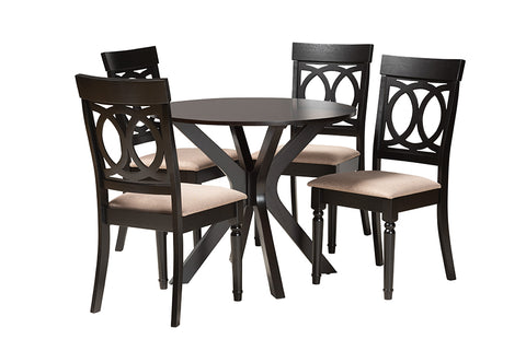 Baxton Studio Jessie Modern Sand Fabric and Dark Brown Finished Wood 5-Piece Dining Set
