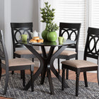 Baxton Studio Jessie Modern Sand Fabric and Dark Brown Finished Wood 5-Piece Dining Set
