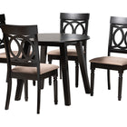 Baxton Studio Charlottle Modern Beige Fabric and Dark Brown Finished Wood 5-Piece Dining Set