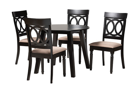 Baxton Studio Charlottle Modern Beige Fabric and Dark Brown Finished Wood 5-Piece Dining Set