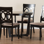 Baxton Studio Estelle Modern Beige Fabric and Dark Brown Finished Wood 5-Piece Dining Set