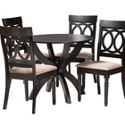 Baxton Studio Velia Modern Sand Fabric and Dark Brown Finished Wood 5-Piece Dining Set