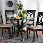 Baxton Studio Velia Modern Sand Fabric and Dark Brown Finished Wood 5-Piece Dining Set